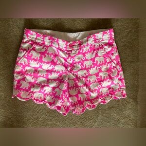 Lilly Pulitzer Buttercup Shorts Pink Elephant Print Scalloped Size 4